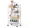 Mythinglogic 4-Tier Storage Trolley Cart with 360° Wheels, Rolling Utility Metal Storage Easy Assemble Mobile Cart, for Kitchen, Bathroom, Laundry Room & Office (Pink)