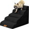 Breiter Hundetreppe Schwarz 5 Stufen 62cm hoch für Kleine Hunde, Hochdichtem Schaumstoff Haustiertreppe, Waschbarem Bezug und Rutschfestem Boden