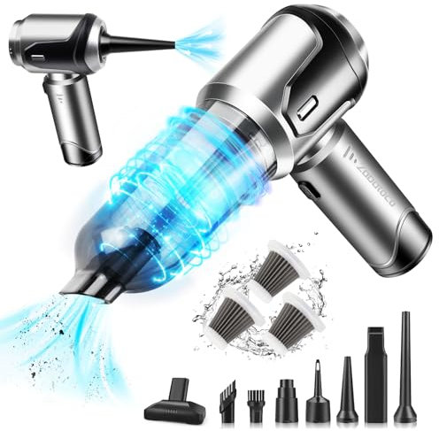Akku Handstaubsauger 19Kpa kabelloser Handstaubsauger mit bürstenlosem Motor 4-in-1 Auto Staubsauger Stark Mini Handstaubsauger 3-Gang Staubsauger &Luftgebläse für Auto,Haus mit 3 HEPA Filter Grau