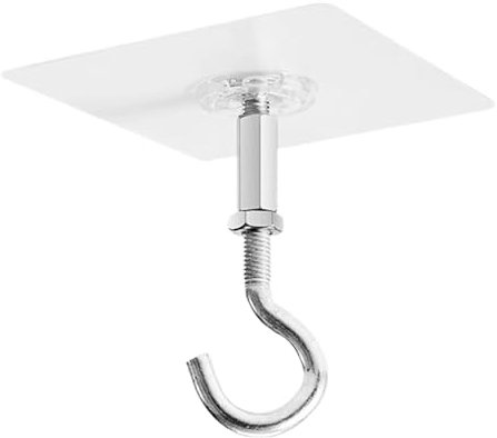 Decorhome Transparent Stainless Steel Adhesive Ceiling Hooks - No-Drill, Easy to Remove, Holds Up to 0.45 kg, Ideal for Indoor Decoration and Plant Hanging