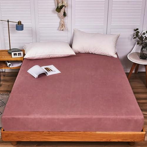 Homxi Spannbetttücher,(150 x 190 cm),Spannbettlaken mit Elastisch Einfarbig Bettlaken mit Dunkle Rose