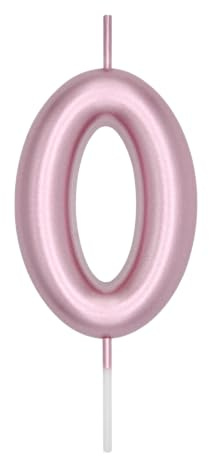 DERVENTA Rose Gold Number 0 Candle 2.36 Inch Party Cake Decoration | Made of premium wax smoke-free & anti-deformation ideal cake topper for birthdays anniversaries & brunch desserts