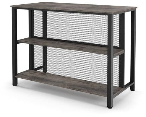 Moderner 3-stöckiger Likör-Barschrank mit Ablagen und verstellbaren Fußpolstern Metallrahmen für Esszimmer, Wohnzimmer, Café, Bistro, Grau