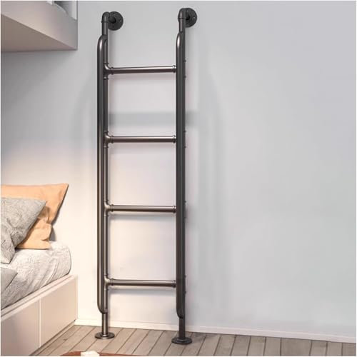 SAFWELAU Step Climb Ladder Loft Bed Ladder Basement Window Well Egress Ladder, Bunk Bed Ladder with Handrails, Portable Stairs Steps, Load 330 LBS(Black,6ft/72in/183cm)
