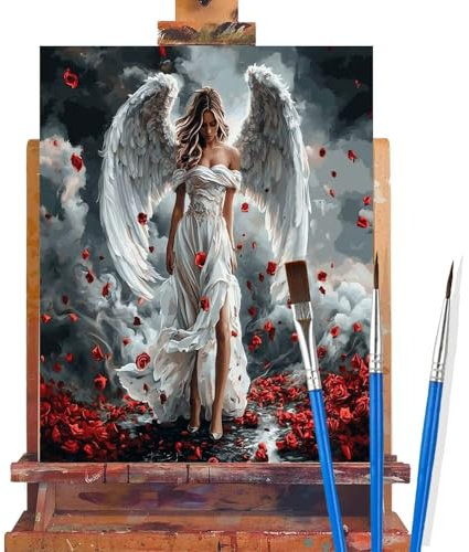 Malen Nach Zahlen Erwachsene Engel,Rose Malen Nach Zahlen DIY set Handgemalt Ölgemälde,Mit Pinseln und Acrylfarbe,Bastelset Erwachsene Frauen für Geschenke und Home Wand Dekor (Rahmenlos,90x120cm) K57