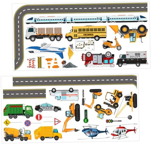 Angoily Cartoon Wall Stickers Excavator Traffic Light Stickers Self-Adhesive Removable Decor for Boys and Girls