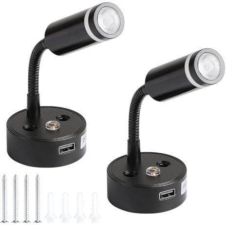 CPROSP 2tlg. 12 V Lampe LED Leselampe Dimmbar, mit USB Nachttischlampe | Für Die Innenbeleuchtung von Wohnwagen und Booten; Wohnwagen Lampe Eigenem Schalter
