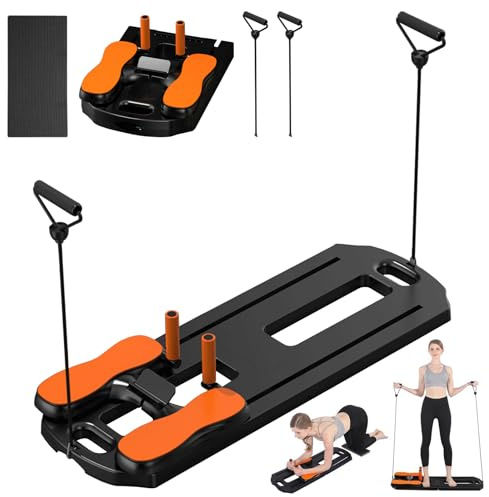 Pilates Board, Faltbarer Pilates Reformer Set mit Automatischer Rückprall, 24 Anti-Rutsch Füße & Multifunktionaler Bauchtrainer, 300 kg Tragkraft, Core-Trainingsgerät für Zuhause & Studio