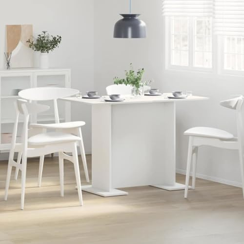 QUAHEAS Rechteckiger Esstisch Weiß, moderner Küchentisch aus Holzwerkstoff, 110x60x75 cm, ideal für Esszimmer & Frühstück, stilvolles Wohnmöbel