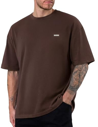 SMILODOX T-Shirt Herren Cedrik, Oversize Shirt aus 100% Baumwolle, Weiches Material, Metallabel Baumwollshirt, Kurzarmshirt mit modernem Detail, Freizeitshirt Vielseitig kombinierbar im Alltag