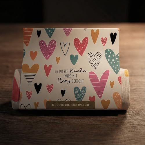 HappyLife Geschirrhandtuch Geschirrtuch (Mit Herz gekocht)