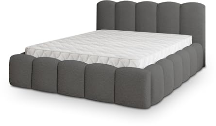 Masseno Polsterbett FALINA Q 200x200 cm, Doppelbett, Bettkasten, Stauraum, Lattenrost Und Kopfteil - Grau, Quelle 92