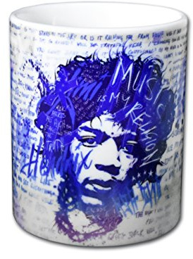 Jimi Tasse - Club 27 Serie Handarbeit Designer Tasse aus brillanten Porzellan Unikat - Tasse, Becher, Kaffeetasse, Teetasse Keramik Tasse, 330ml, Geschenk für Freunde (Tasse rund)