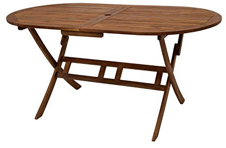 Klapptisch Benita oval 160x85cm Akazie geölt, hochwertiger Landhaus – Klapptisch, FSC®-Zertifiziert Tisch klappbar Gartnmöbel