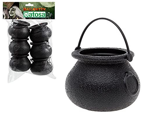ATOSA mini calderos negros de bruja 5x7 cm pack 6 unidades