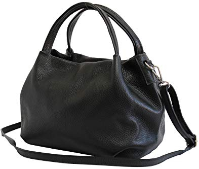 AmbraModa sac à main pour femme en cuir, sac porte epaule GL023 (Noir)