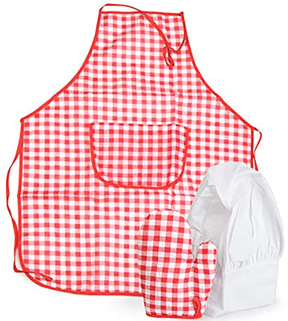 Egmont Toys Delantal infantil con guante, disfraz de jardinero, panadero y cocinero, color rojo