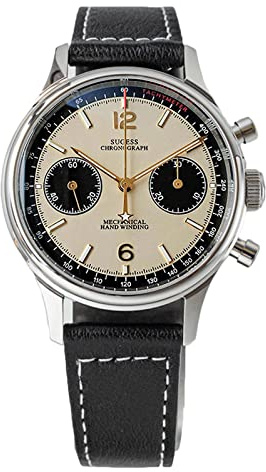 Seagull Sugess ST1901 Panda-Champagner-Chronograph, Saphir, Display, 1963 BNIB, Armband