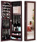 GOPLUS Schmuckschrank mit Ganzkörperspiegel, Schmuckregal mit Eingebautem Kleinem Spiegel, Spiegelschrank mit Wandmontage/Türmontage, Magnetverschluss, mit Stauraum für Schmuck & Kosmetika (Braun)