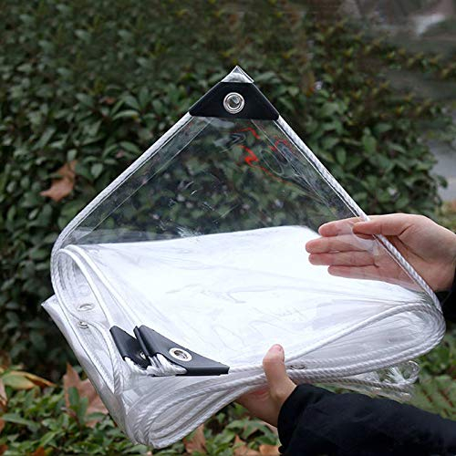 Plane Transparent Wasserdichte Abdeckplane PVC Kunststoffplane Wetterfestes Schutzplane Schutzhaube Vordächer mit Ösen,für Terrasse,Pavillon,Terrassen,AußEnbereich,400g/M² (3x4m(9.8*13.1ft))