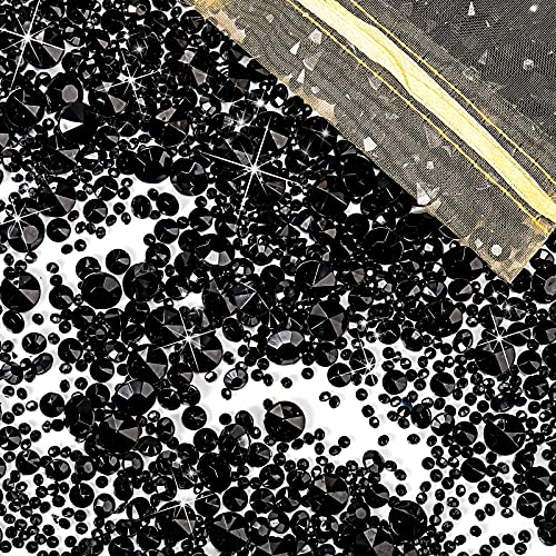 4000 Stücke Bling Diamant Acryl Edelstein Tisch Streuen Kristalle 3 mm, 6 mm, 10 mm Tisch Dekoration für Vase Füller Weihnachten Hochzeit Geburtstag Party (Schwarz)