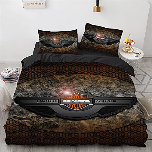 XBXZQL Bettwäsche 135x200,Harley Davidson Bettwäsche Set 3 Teilig,Kinder Bettwäsche,Antiallergisch Und Pflegeleicht,1 Bettbezug Kinder 135x200+1 Kissenbezug 80x80cm