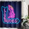 JAWO Funny Live Nudes Duschvorhang Badezimmer-Dekor, Neonschild mit sexy Mädchen, blau-violett, Badezimmer-Vorhang, Stoff-Duschvorhang-Sets mit Haken, 175,3 x 177,8 cm