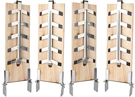 Einfeben 4er Set Flammlachsbrett Räucherbrett Flammlachsbretter mit neigbare Edelstahl Halterungen für Feuerschalen, BBQ Grill