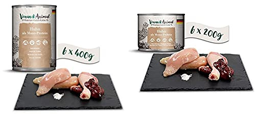 Venandi Animal Premium Nassfutter für Katzen, Huhn als Monoprotein, 6 x 400 g, 2.4 kg & Premium Nassfutter für Katzen, Huhn als Monoprotein, 6 x 200 g, 1.2 kg