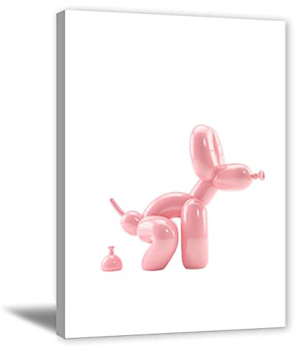 ZHONGYUTONG Lustiges Badezimmer Wanddekor Gerahmt Rosa Ballon Hund Leinwanddruck WC Poster Pop Bild Gemälde Moderne Heimdekoration (40x60cm)