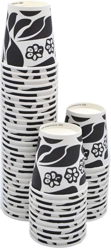 Lot de 100 gobelets en papier noir décorés pour café CL 8 (3 OZ) + 100 pièces en bois emballés individuellement CoFFEE and HT DRINKS (400)