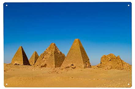 artboxONE Metall-Poster 20x30 cm Architektur Meroe im Sudan von Künstler Die Welt Tanzt Farben