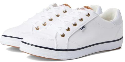 Keds Center 3 Lace Up, Sneaker Womens, White/Navy Canvas, 10 Medium