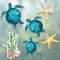 Konohan 12 Pcs Screen Door Magnets Decorative Sea Turtle Seaweed Starfish Double Sided Magnetic Flexible Protector Savers Sticker Window Warning for Screen Patio Sliding Doors Protector(Blue Green)