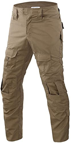 Uugood Pantaloni Mimetici da Uomo, Militari Tattici Ripstop da Combattimento Cargo Airsoft Paintball (Cachi, M)