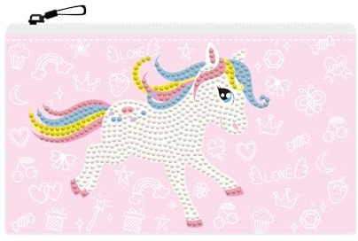 DIAMOND DOTZ DOTZIES 2592609 Original 5D Diamond Painting Etui Set, Einhorn, Kreativ-Kit für DIY Mäppchen mit Glitzersteinen, Diamanten-Bastelset für Kinder ab 6 Jahren