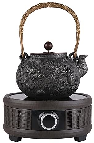 Handmade cast iron teapot set no coated pig iron pot Japanese lacy kettle Kung Fu teapot set-Primary color set
