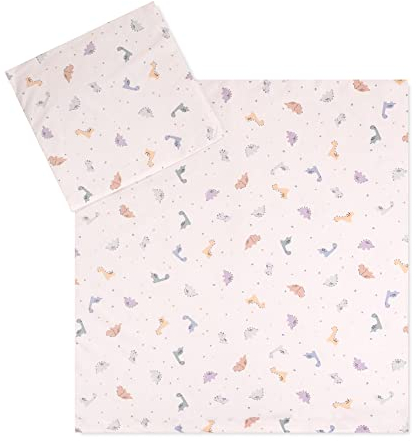 Julius Zöllner Jersey - Kinderbettwäsche 80x80 + 35x40 cm, 2-teiliges Set aus Deckenbezug und Kissenbezug, 100 Prozent Jersey-Baumwolle, mit Reißverschluss, Standard 100 by OEKO-TEX, Little Dinos