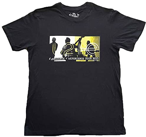 Rock Off officially licensed products U2 Unisex T-Shirt: I+E Tour 2015 Band Silhouettes (Black) (Back Print & Ex-Tour)