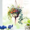 wolga-kreativ Fenstersticker Fensterbilder Glasdekorfolie Motiv Fensterfolie Fenstertattoo Bunte Blumen Hängepflanzen Keramiktopf Deko Küchenfenster wiederverwendbar selbstklebend Sichtschutz