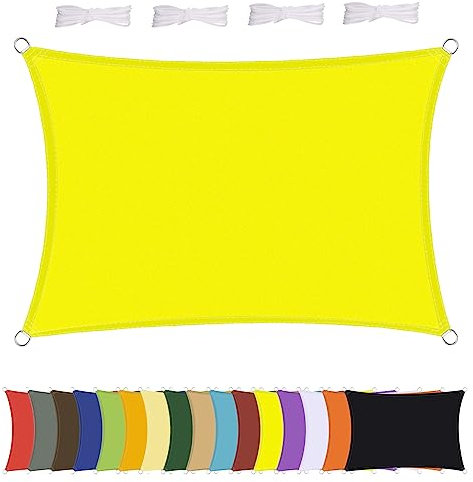MENGH Sonnensegel Wasserdicht Rechteck, wetterbeständig, Premium Polyester, Viele Längen und Breiten Zur Auswahl inkl Befestigungsseile, Rechteckig 2.5x3m Fluoreszierendes Gelb