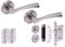 HANDLEZONE® Lobo Door Handles on Rose Bathroom Lock Pack with 75mm Ball Bearing Hinges and 76mm Lock - Dual Polished/Satin Nickel