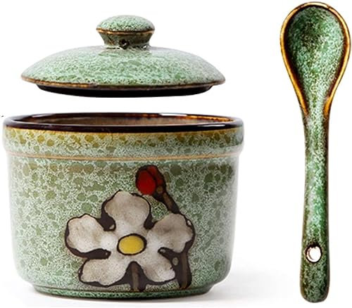 Sucrier, sucrier avec couvercle, sucrier avec couvercle et cuillère, pot de stockage de sucre, pot à sucre, pot à épices, pot à sucre, pot à sel, boîte d'assaisonnement - Rouge - 160 ml ( Color : Gree