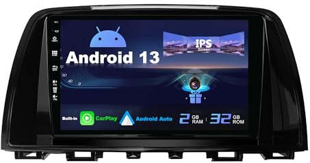 SXAUTO Android 13 IPS Car Stereo For Mazda ATENZA Mazda 6 (2012-2015) - 2G+32G - Wireless CarPlay/Android Auto - Rear Camera Free - 9 Inch 2 Din - DAB Steering Wheel Fast-boot DSP Bluetooth WIFI