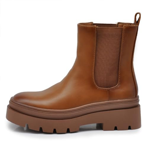 IF FASHION Stivali Stivaletti Anfibi Scarpe Chelsea da Donna Platform Zeppa XG101 Camel N.37