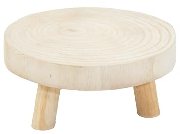 Spetebo Disque d'Arbre - Support pour Plantes Naturel Rond 20 cm - Petit Tabouret à Fleurs en Bois Avec 3 Pieds - Plateau pour Fleurs