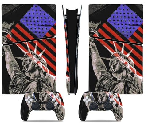 Peau Distance Console Pour PS5 Slim Skin Disc Edition & Pour PS5 Slim Skin Digital Edition Console Et Contrôleur Vinyl Cover Skins Wraps Scratch Resistant Compatible 14199 Cadeau D'enveloppements Skin