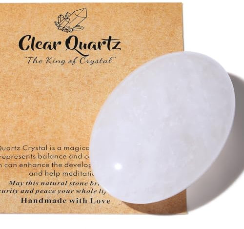 AWARDSEN 1 PCS 2.4 Bergkristall Edelsteine Groß, Weiß Kristall Oval Heilung Kristall für Reiki Heilung, Wiccan Lieferungen, Balancing Meditation Zubehör