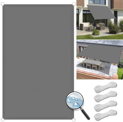Sonnensegel Rechteckig 1 x 1.5 m Sonnenschutz 95% UV Schutz Windschutz Reißfest Wetterfest Sonnensegel Wasserdicht Sonnenschutz für Außenbereiche Garten, Hellgrau