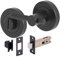 HANDLEZONE® Linear Bar Designer Bathroom Toilet Door Thumb Turn and Release Deadbolt Kit - Black Matt - 76mm Bolt with 57mm Backset